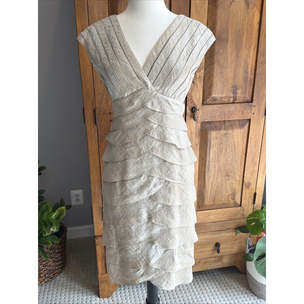 Cache Champagne Gold Cocktail Dress Size 4
